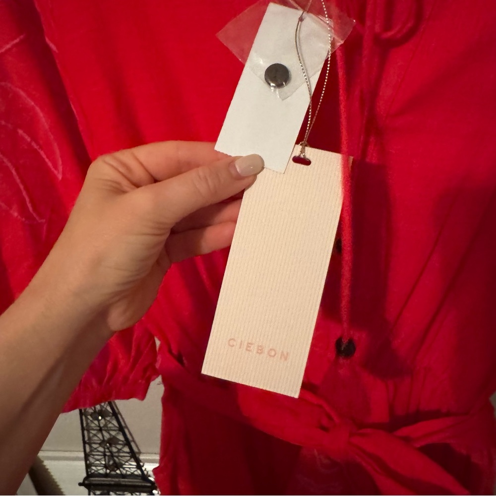 NWT Ciebon Eliza Embroidered A-Line Dress in Red Sz L - Picture 10 of 15